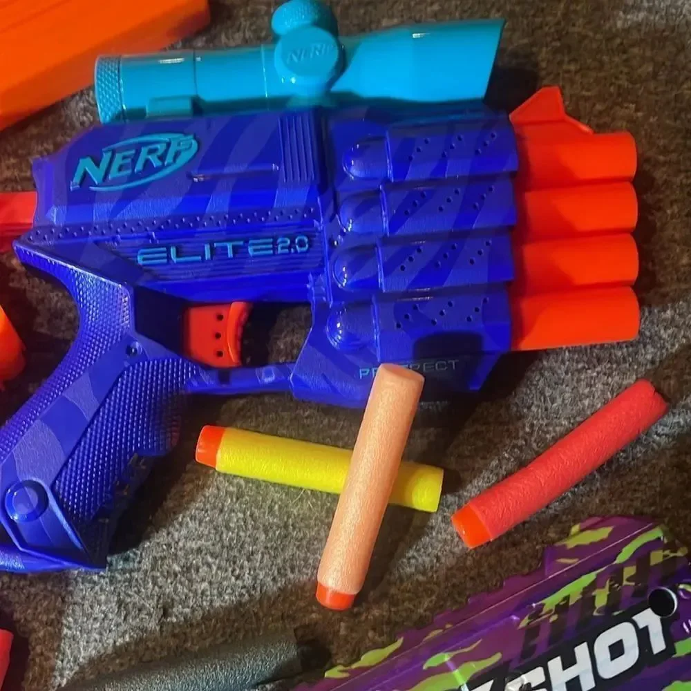 Nerf and X-Shot Blaster Toy Set - Blue, Orange, Purple